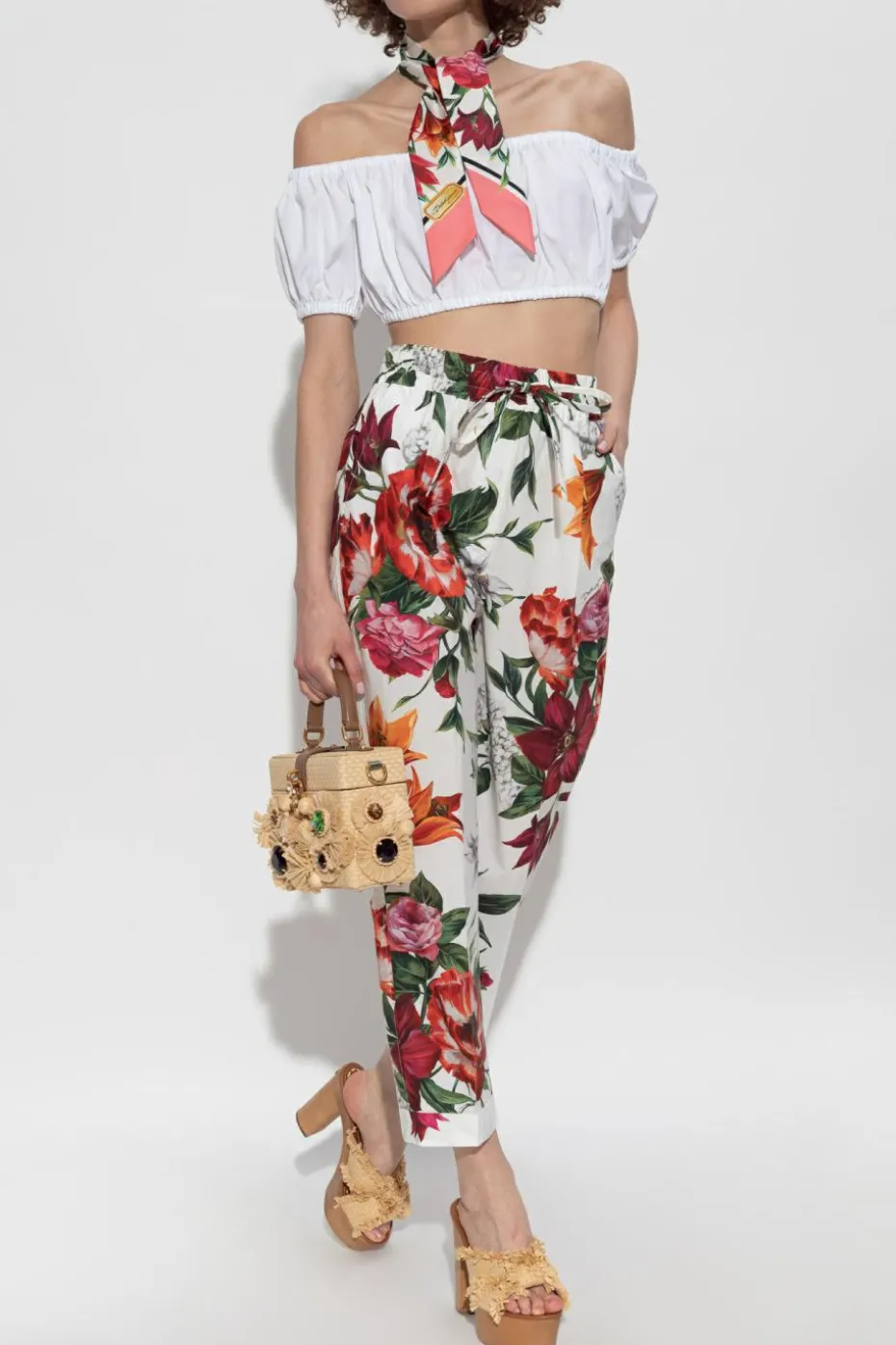 Dolce & Gabbana MULTIKOLOR Spodnie z motywem kwiatowym