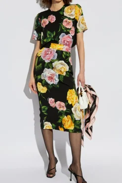 Dolce & Gabbana MULTIKOLOR Jedwabna spódnica z motywem kwiatowym