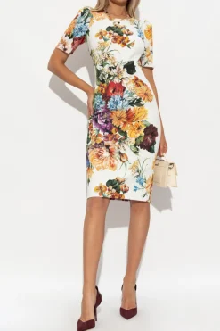 Dolce & Gabbana MULTIKOLOR Sukienka z motywem kwiatowym