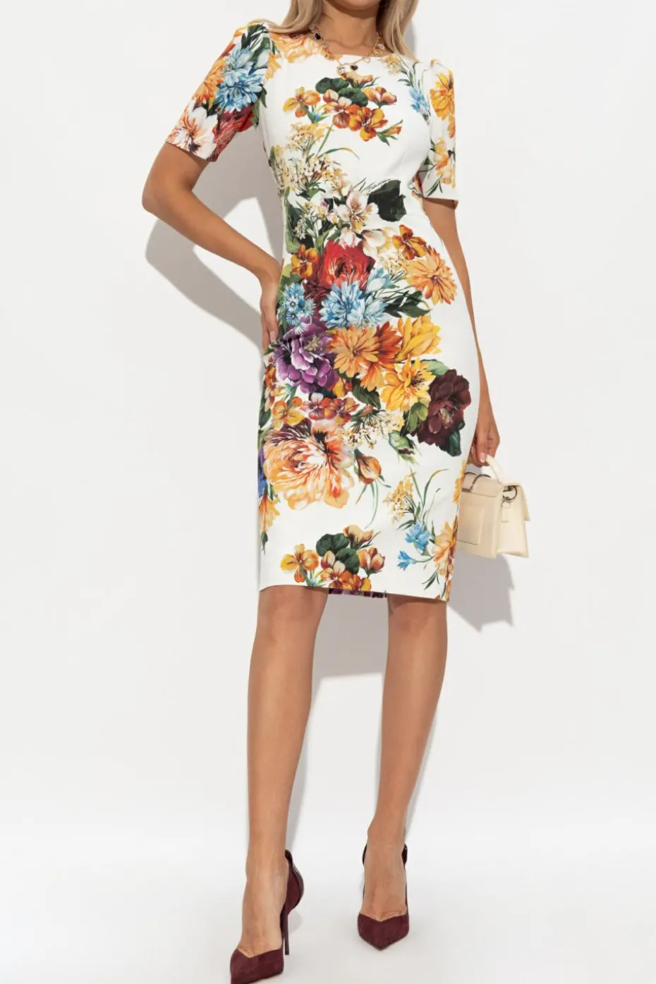 Dolce & Gabbana MULTIKOLOR Sukienka z motywem kwiatowym