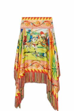 Dolce & Gabbana MULTIKOLOR Asymetryczna spódnica z frędzlami