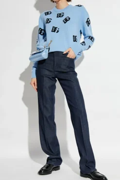 Dolce & Gabbana NIEBIESKI Wełniany sweter