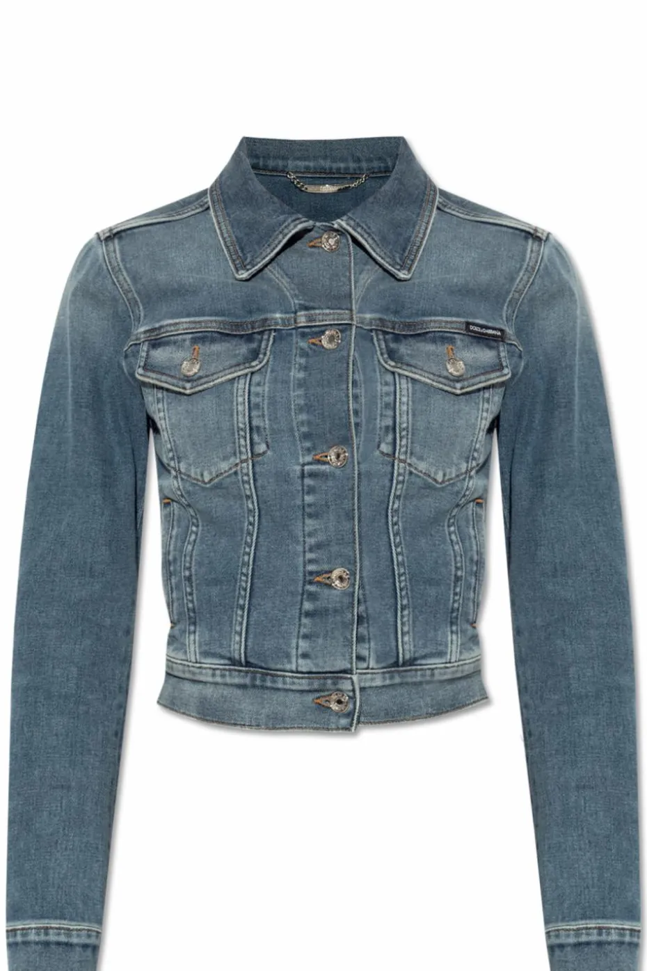 Dolce & Gabbana NIEBIESKI Jeansowa kurtka z efektem `vintage`