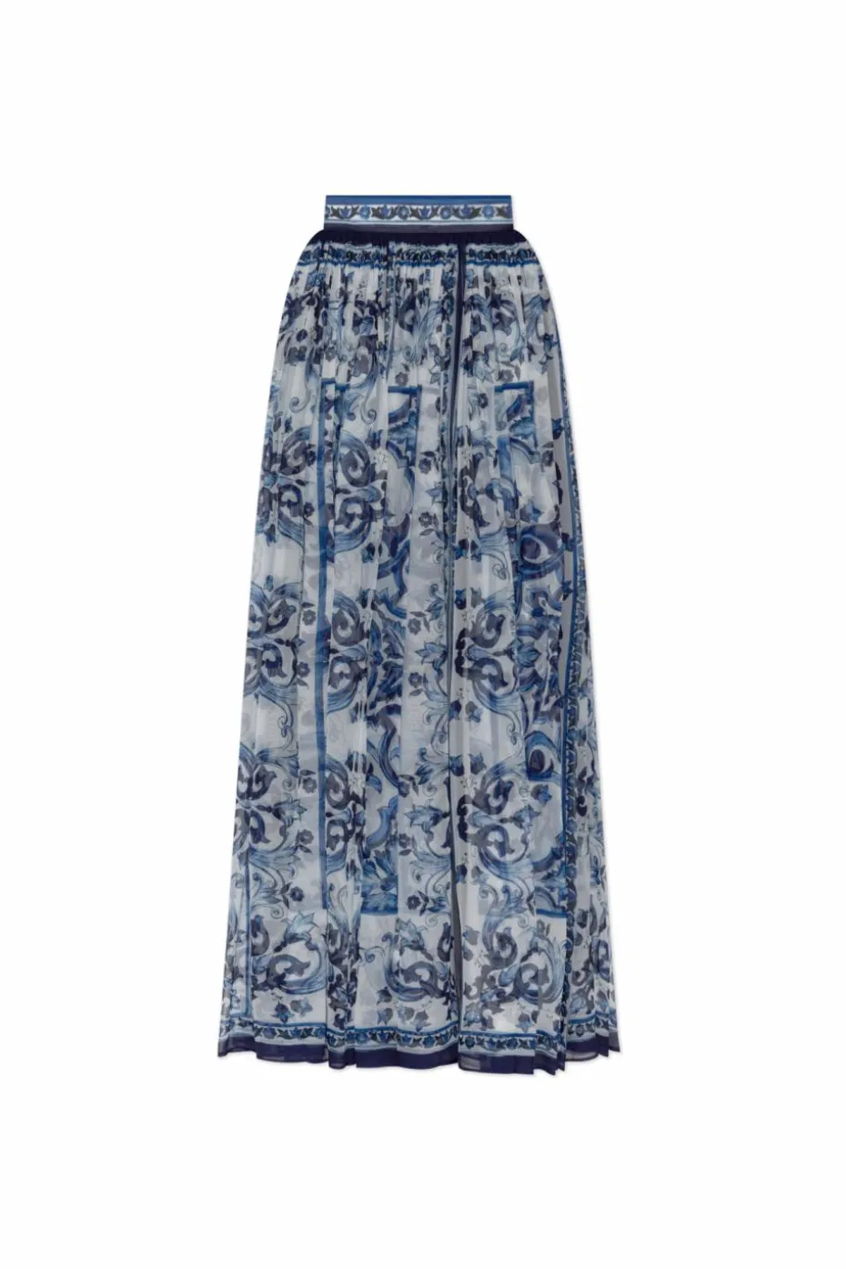 Dolce & Gabbana NIEBIESKI Jedwabna spódnica z nadrukiem