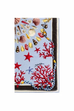 Dolce & Gabbana NIEBIESKI Ręcznik kąpielowy z nadrukiem
