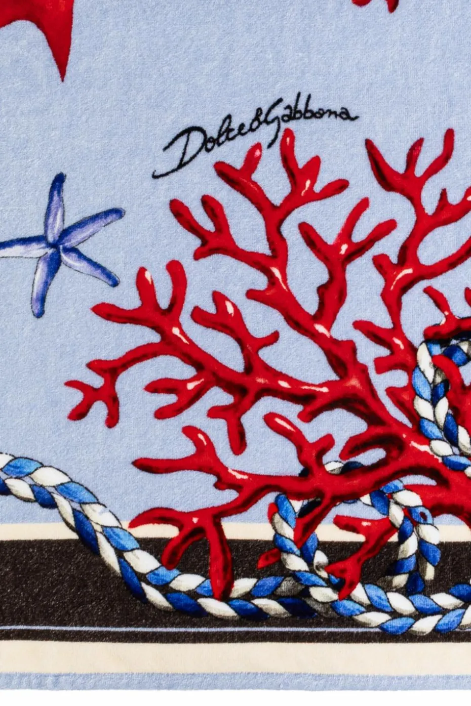 Dolce & Gabbana NIEBIESKI Ręcznik kąpielowy z nadrukiem