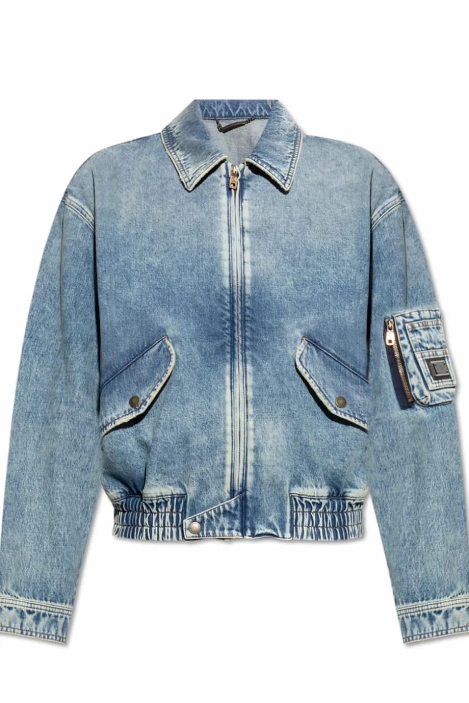 Dolce & Gabbana NIEBIESKI Jeansowa kurtka z efektem `vintage`
