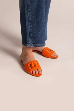 Dolce & Gabbana POMARAŃCZOWY Klapki z logo