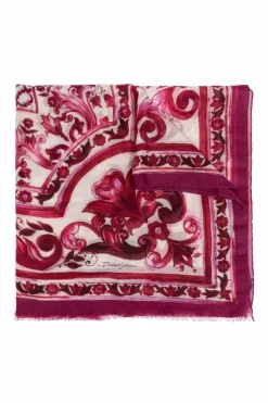 Dolce & Gabbana RÓŻOWY Chusta ze wzorem `Majolica`