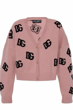 Dolce & Gabbana RÓŻOWY Kardigan z monogramem