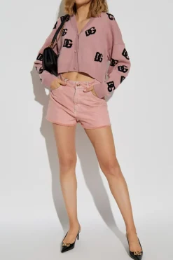 Dolce & Gabbana RÓŻOWY Kardigan z monogramem
