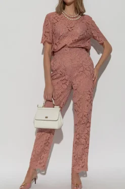 Dolce & Gabbana RÓŻOWY Koronkowe spodnie