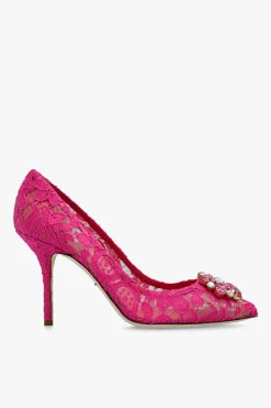 Dolce & Gabbana RÓŻOWY Koronkowe szpilki