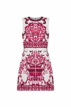 Dolce & Gabbana RÓŻOWY Sukienka bez rękawów z nadrukiem `Majolica`