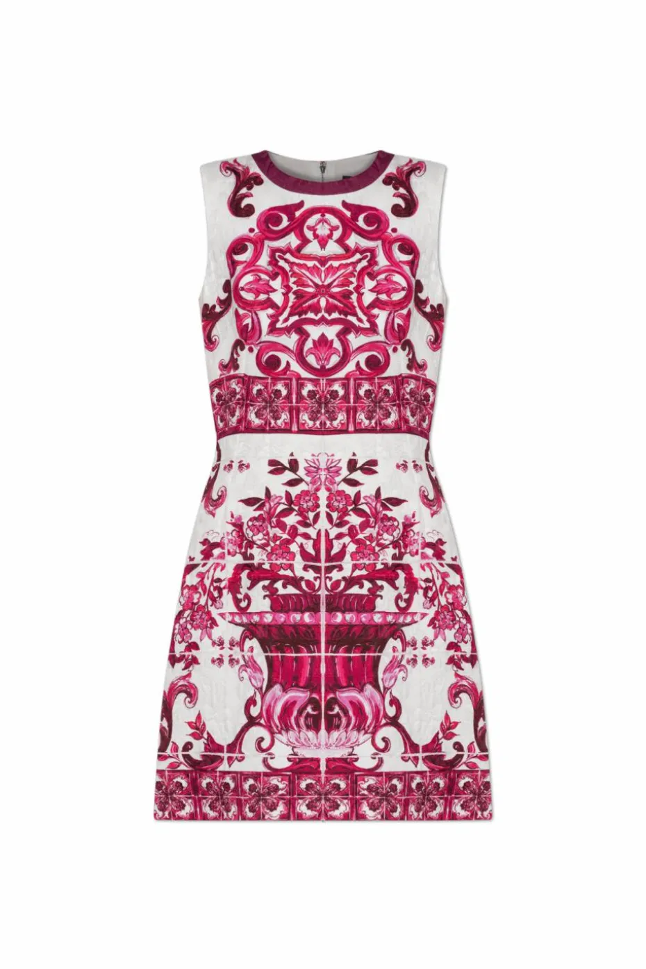 Dolce & Gabbana RÓŻOWY Sukienka bez rękawów z nadrukiem `Majolica`