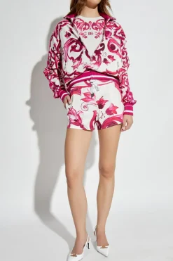Dolce & Gabbana RÓŻOWY Szorty ze wzorem `Majolica`
