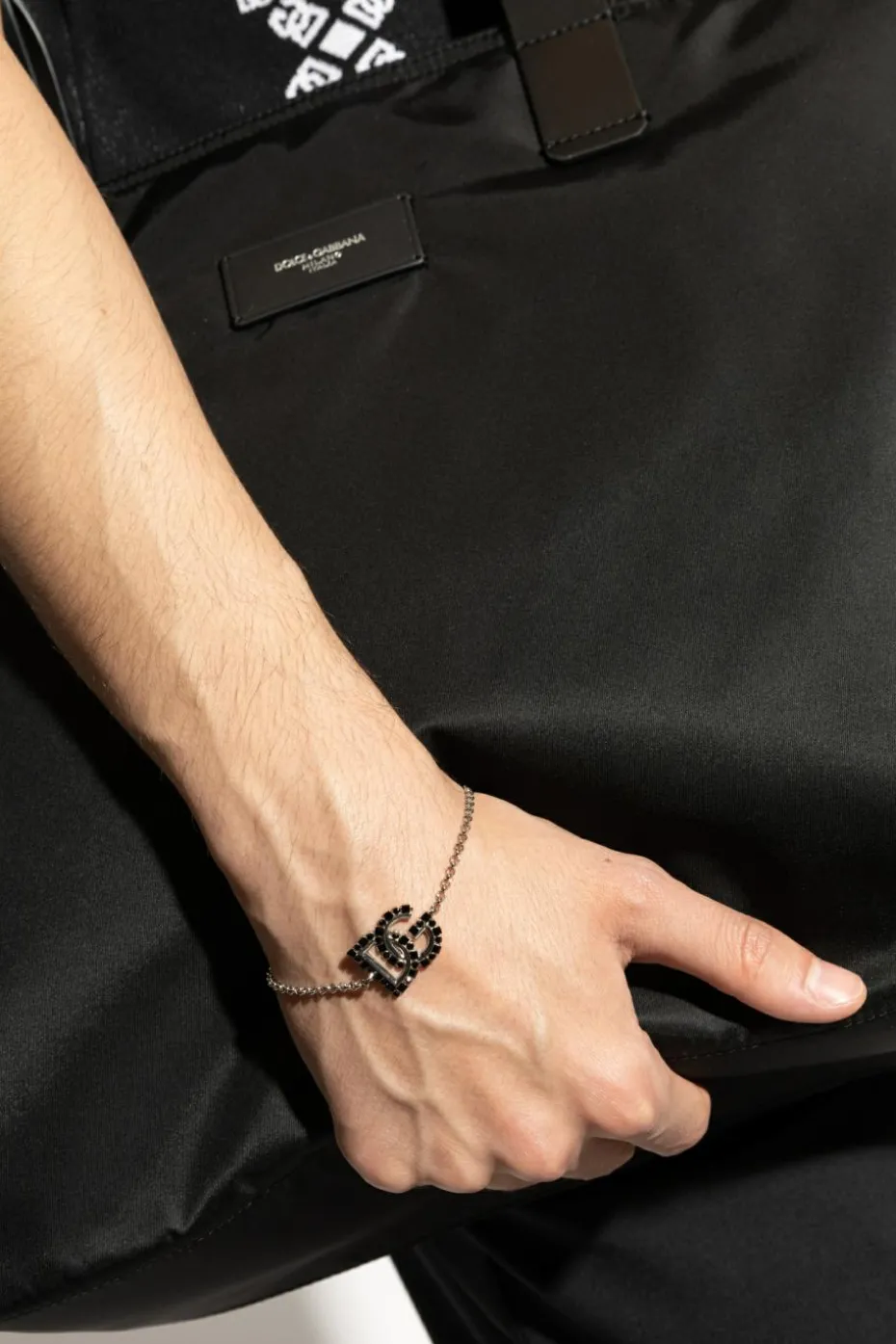 Dolce & Gabbana SREBRNY Bransoleta z zawieszką w kształcie logo