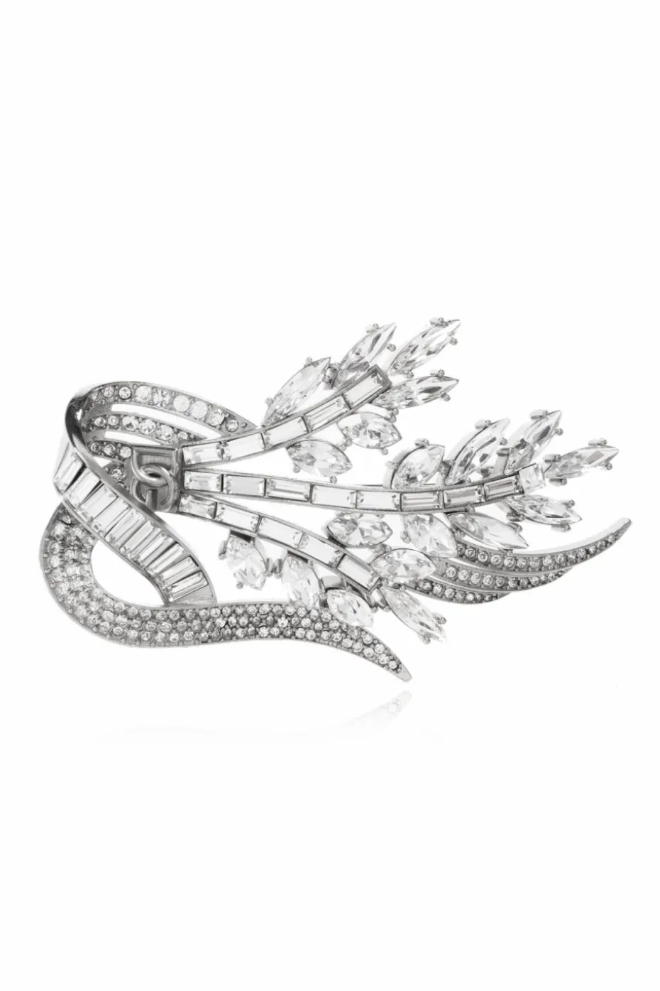 Dolce & Gabbana SREBRNY Broszka z motywem roślinnym