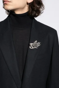 Dolce & Gabbana SREBRNY Broszka z motywem roślinnym
