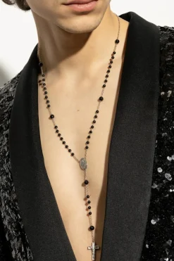 Dolce & Gabbana SREBRNY Naszyjnik w stylu różańcowym