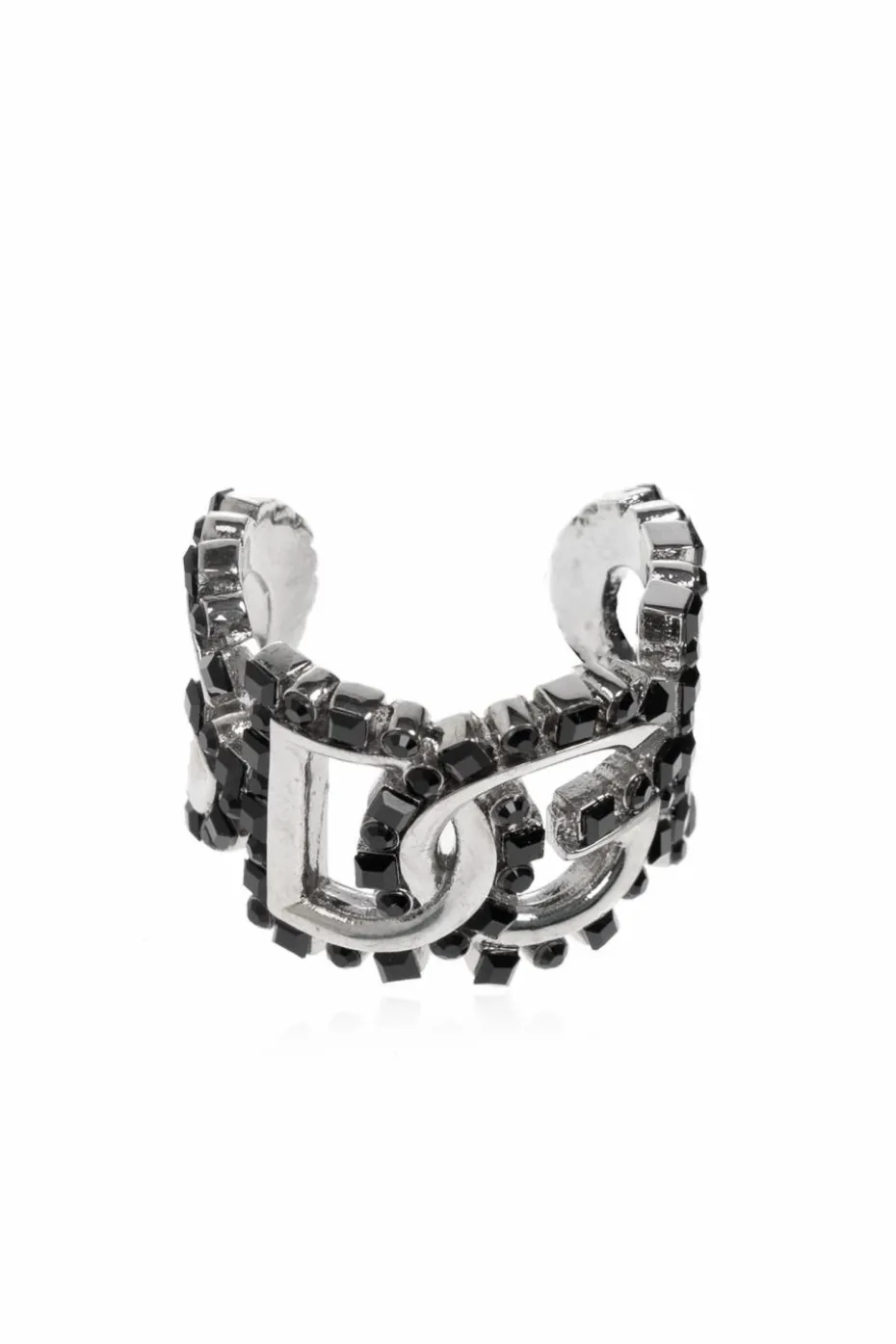 Dolce & Gabbana SREBRNY Pierścień w kształcie logo