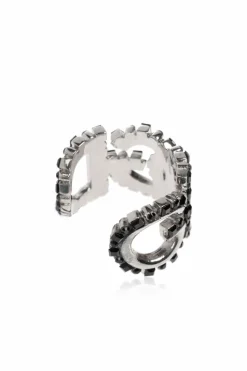 Dolce & Gabbana SREBRNY Pierścień w kształcie logo