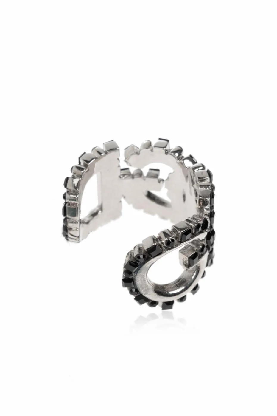 Dolce & Gabbana SREBRNY Pierścień w kształcie logo