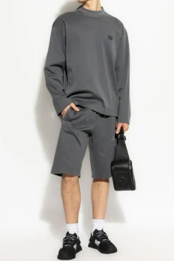 Dolce & Gabbana SZARY Bawełniane szorty z aplikacją z logo