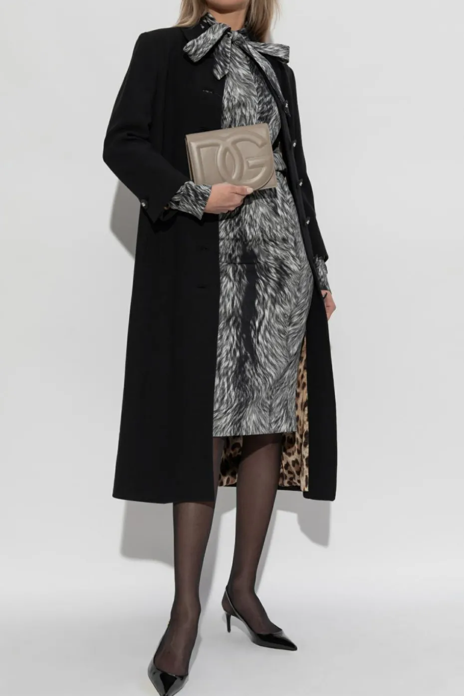 Dolce & Gabbana SZARY Jedwabna spódnica