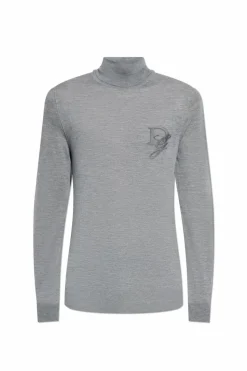 Dolce & Gabbana SZARY Kaszmirowy golf z wyszytym logo