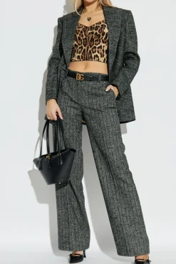 Dolce & Gabbana SZARY Spodnie w kant