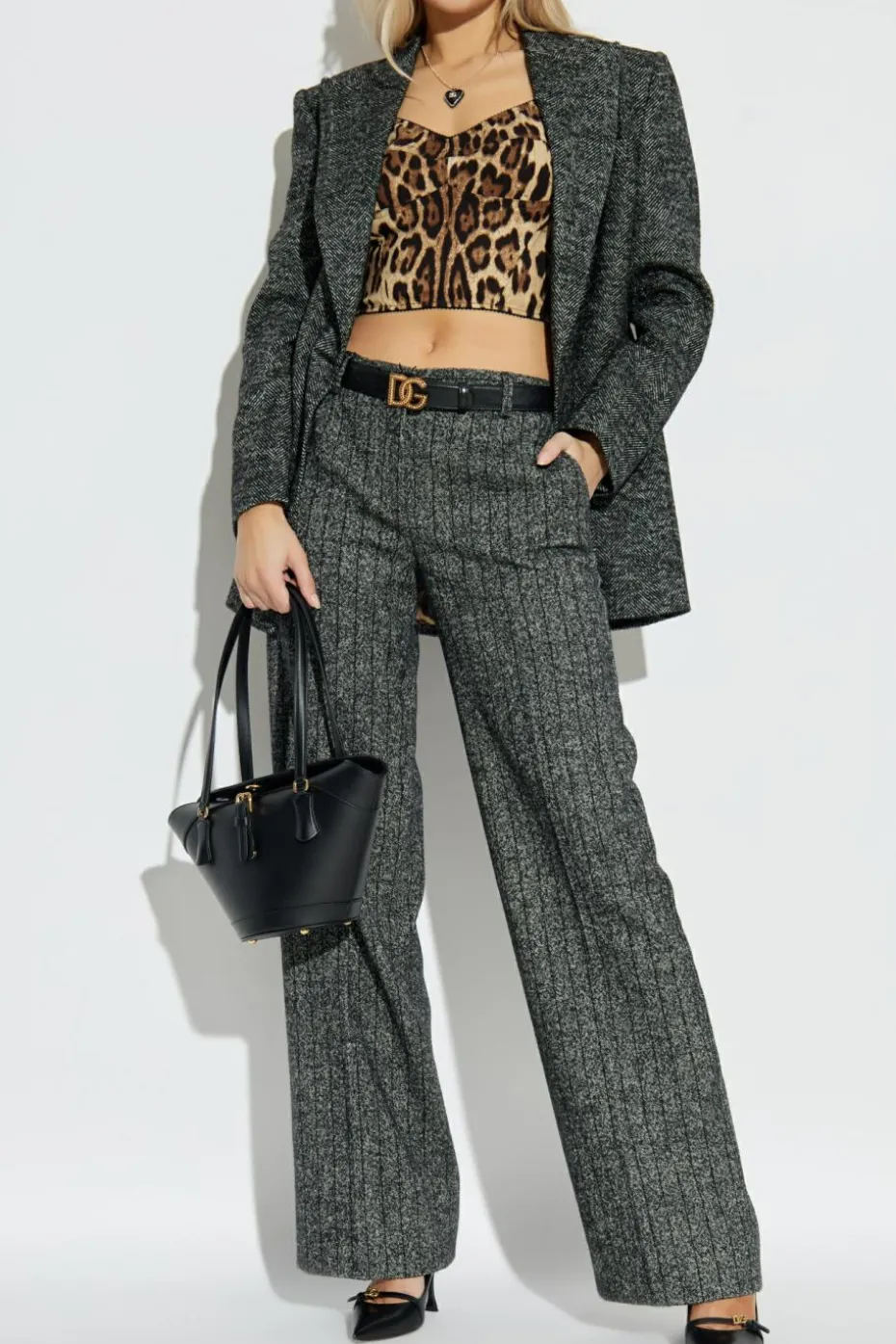 Dolce & Gabbana SZARY Spodnie w kant