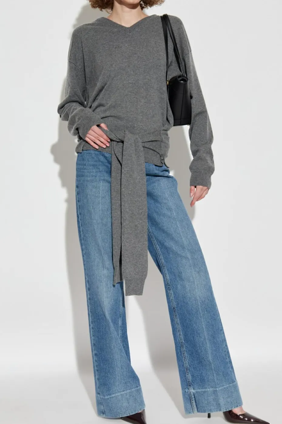 Dolce & Gabbana SZARY Sweter z wiązaniem