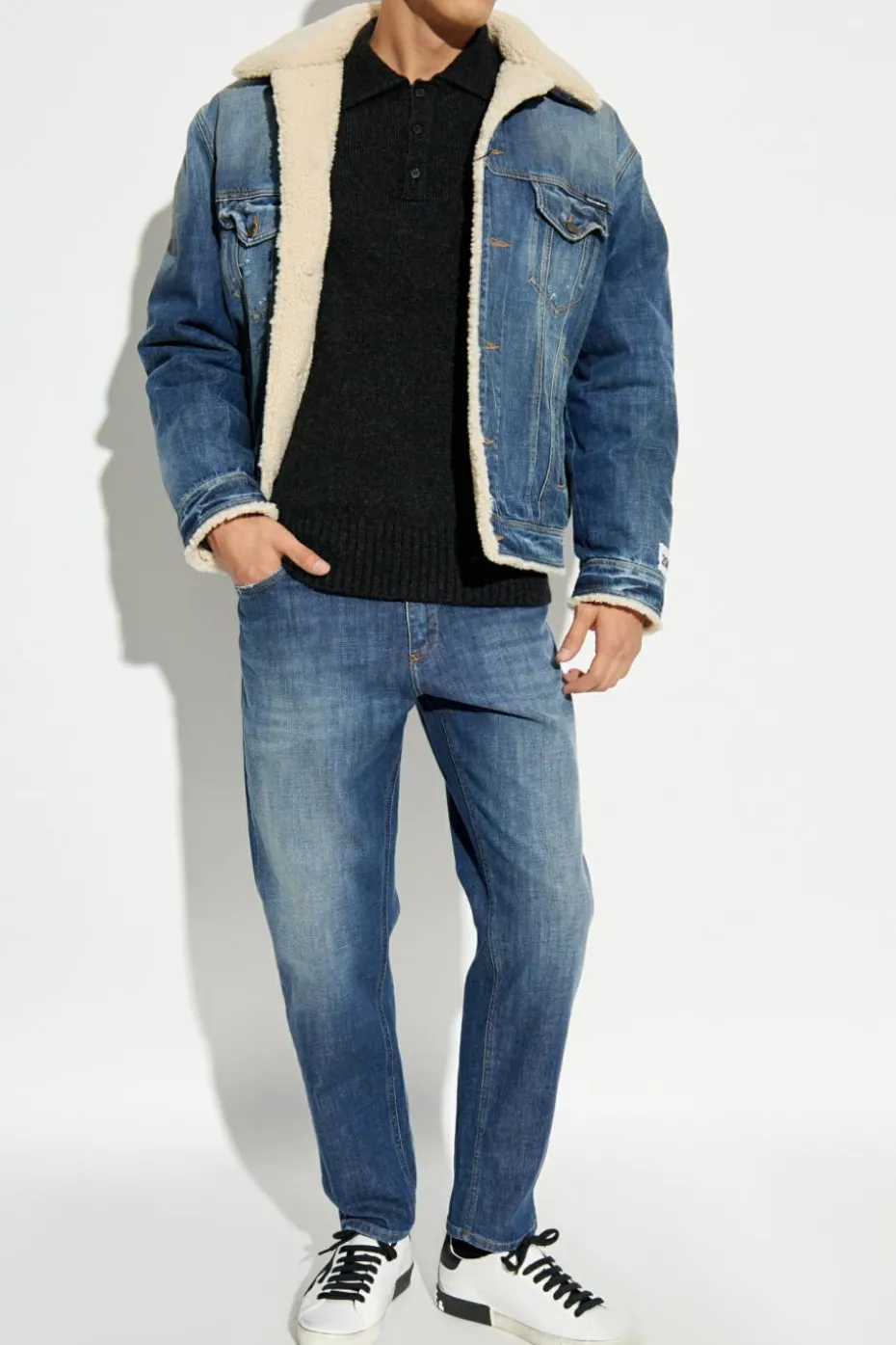 Dolce & Gabbana SZARY Sweter typu polo