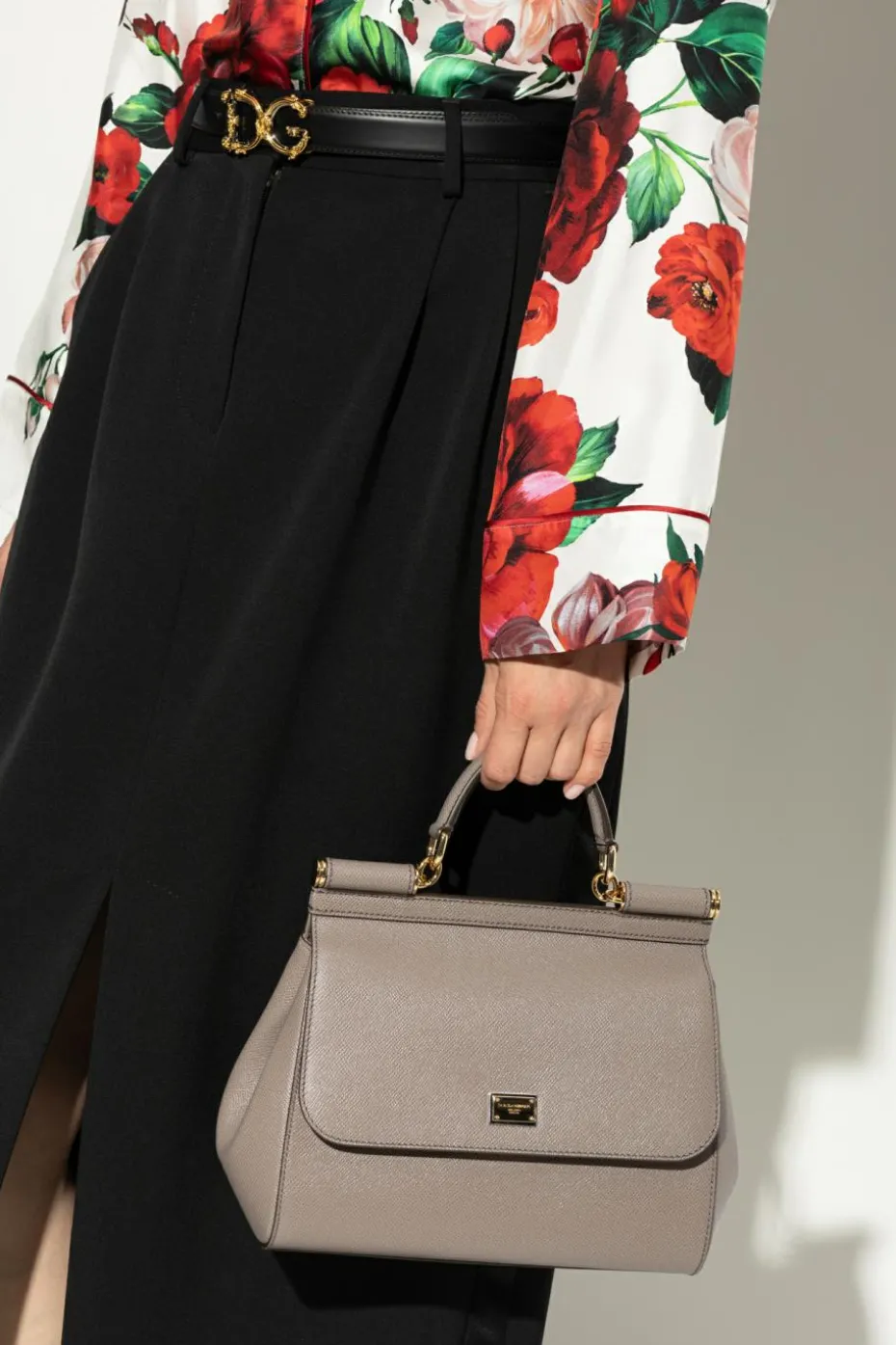 Dolce & Gabbana SZARY Torba do ręki `Sicily Large`