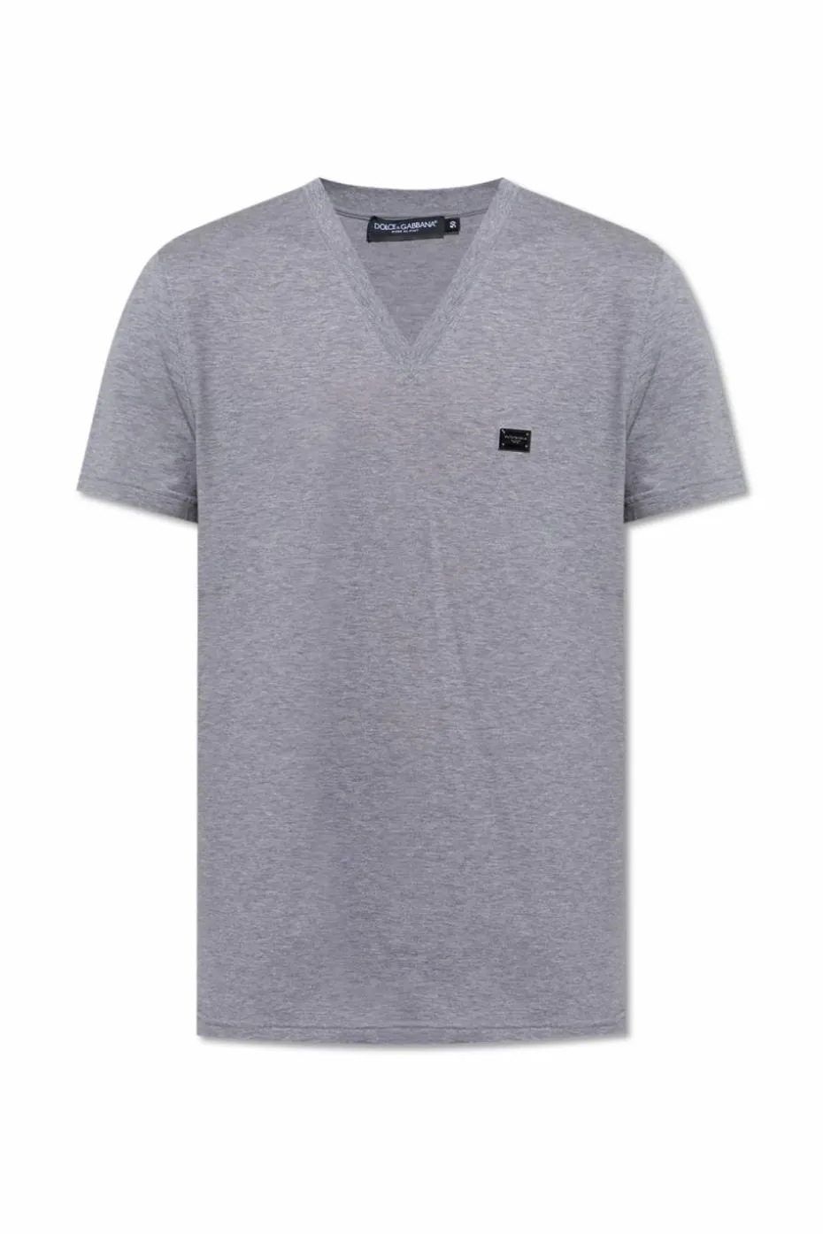 Dolce & Gabbana SZARY T-shirt z dekoltem w serek