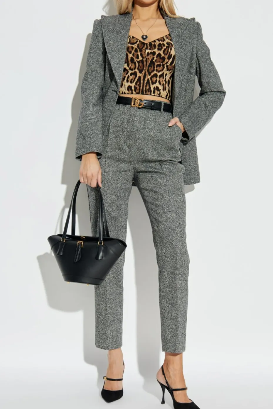 Dolce & Gabbana SZARY Wełna w kant