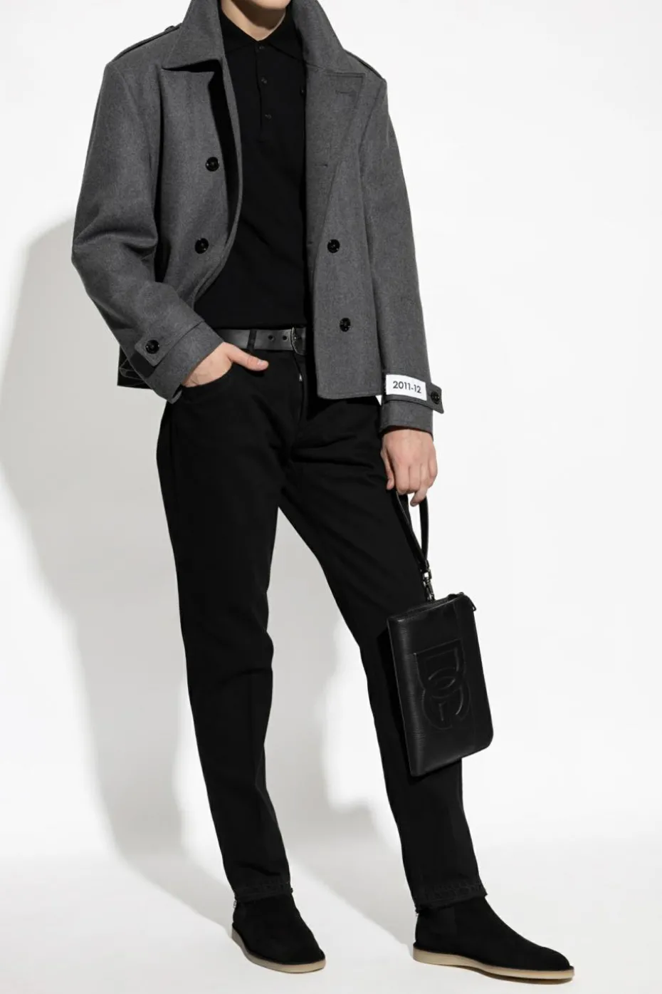 Dolce & Gabbana SZARY Wełniana kurtka