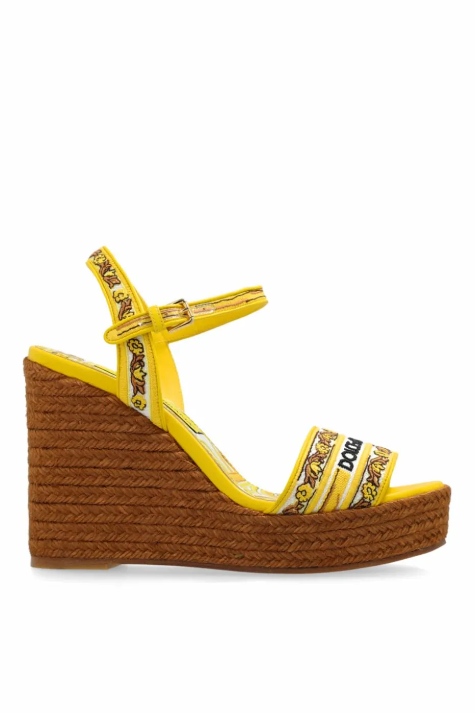 Dolce & Gabbana ŻÓŁTY Sandały na koturnie