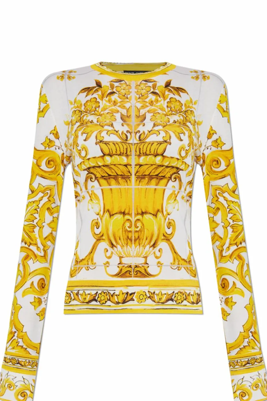 Dolce & Gabbana ŻÓŁTY Swetrt z nadrukiem `Majolika`