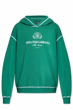 Dolce & Gabbana ZIELONY Bluza z kapturem