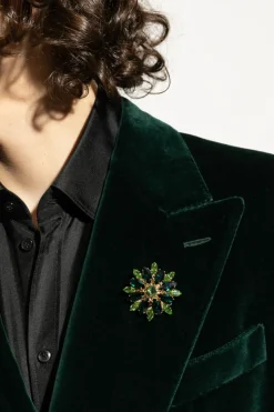 Dolce & Gabbana ZIELONY Broszka z motywem kwiatowym