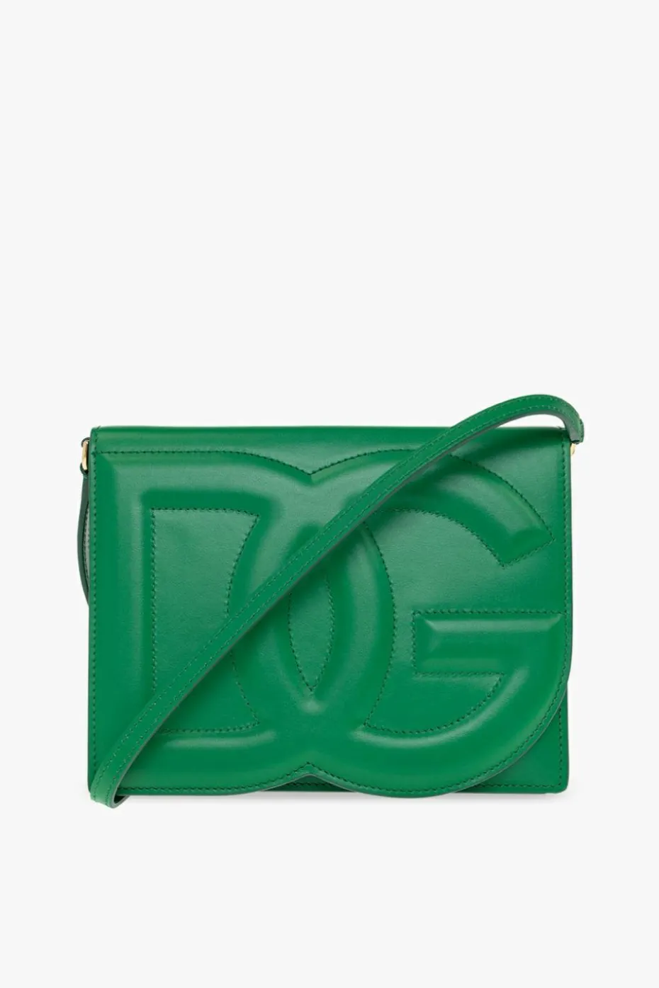 Dolce & Gabbana ZIELONY Skórzana torba na ramię z logo