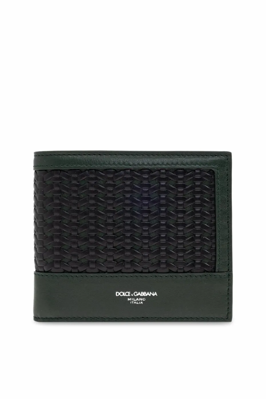 Dolce & Gabbana ZIELONY Skórzany portfel z logo