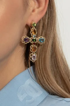 Dolce & Gabbana ZŁOTY Klipsy z kamieniami szlachetnymi