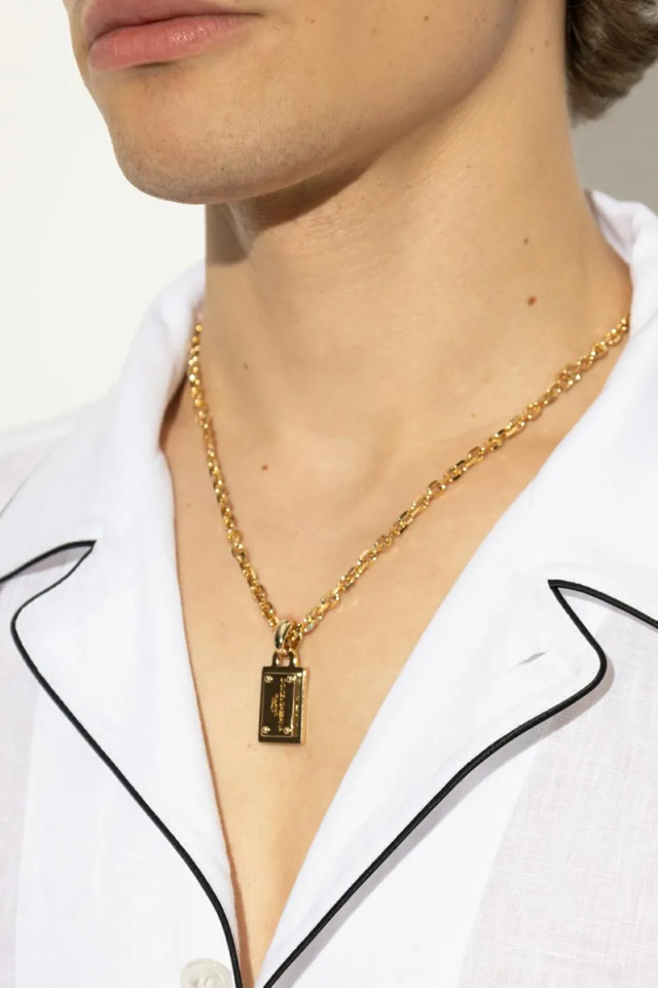 Dolce & Gabbana ZŁOTY Naszyjnik z zawieszką z wygrawerowanym logo