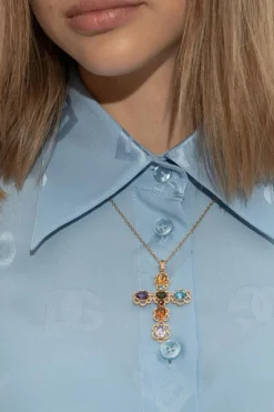 Dolce & Gabbana ZŁOTY Naszyjnik z kamieniami szlachetnymi