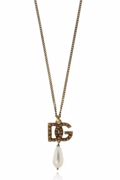 Dolce & Gabbana ZŁOTY Naszyjnik z zawieszką w kształcie logo