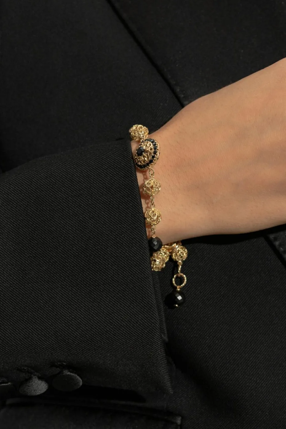 Dolce & Gabbana ZŁOTY Złota bransoleta z kamieniami szlachetnymi