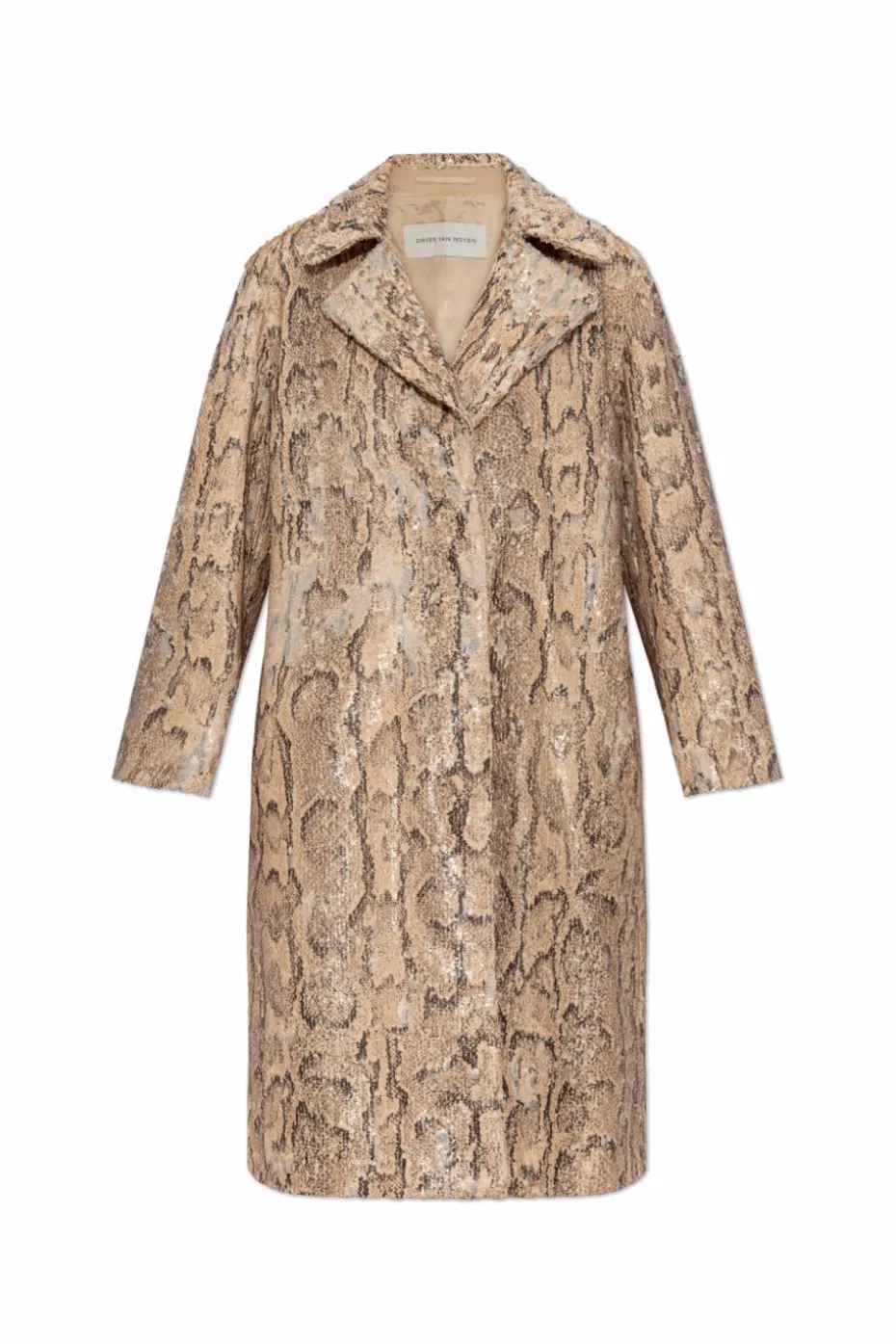 Dries Van Noten beżowy Płaszcz z cekinowym wykończeniem